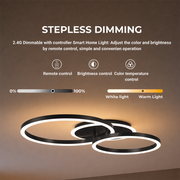 Lampadario LED con telecomando RINOVA 66W, 2 Cerchi, Luce Fredda/Calda/Neutra, Dimmerabile, Nero Lampadari LED con Telecomando Titolo predefinito Alessandro Design