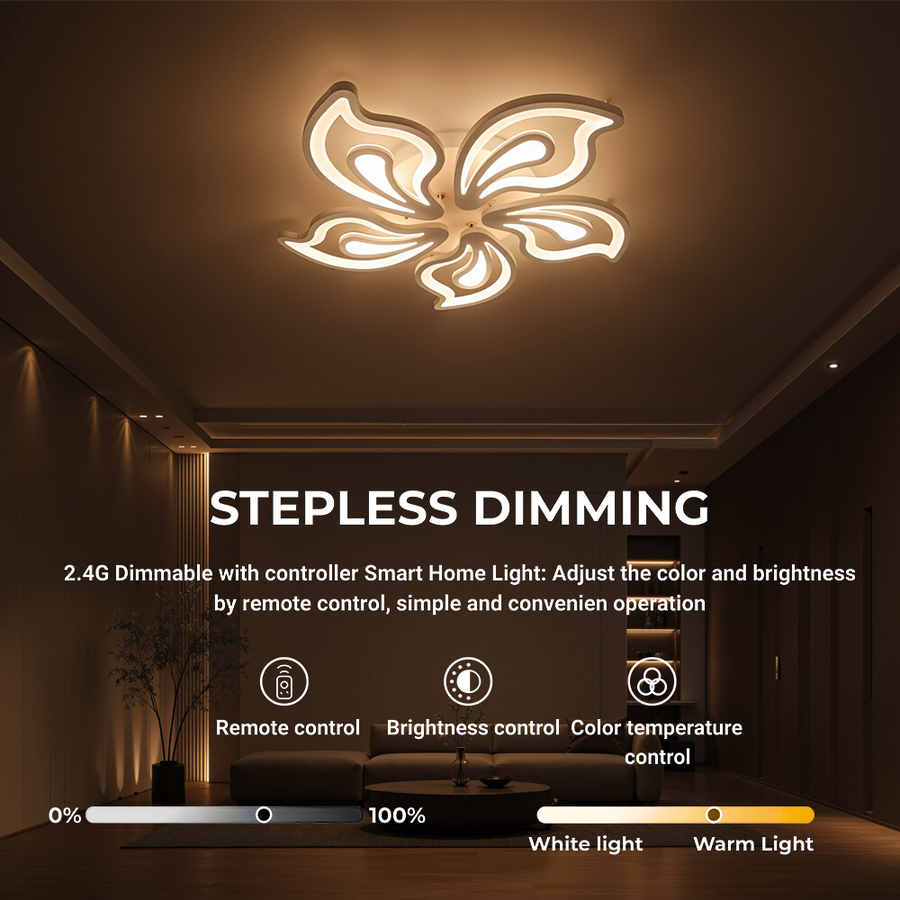 Lampadario a LED con telecomando GLORIOSA 95W, 5 Petali, Luce Fredda/Calda/Neutra, Dimmerabile, Lampadario a LED Bianco con telecomando Titolo predefinito Alessandro Design