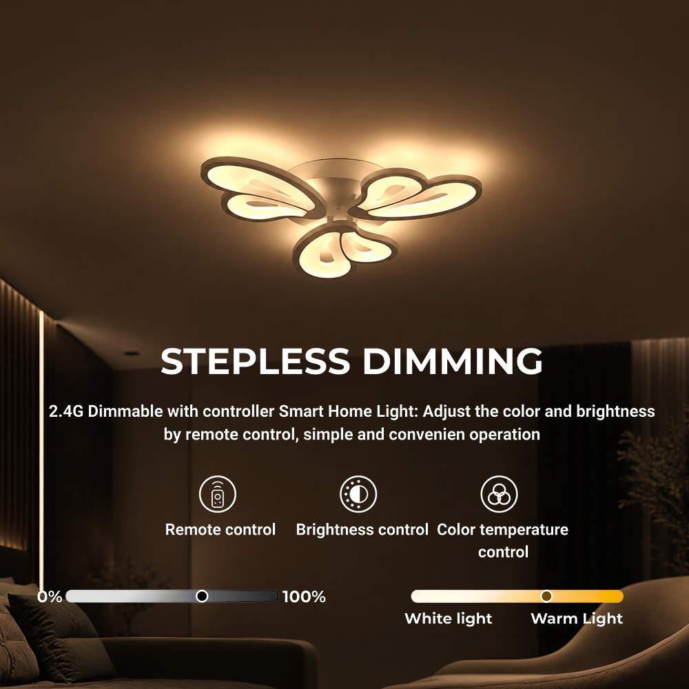 Lampadario a LED con telecomando BLOSSOM 40W, 3 Petali, Luce Fredda/Calda/Neutra, Dimmerabile, Lampadario a LED Bianco con telecomando Titolo predefinito Alessandro Design