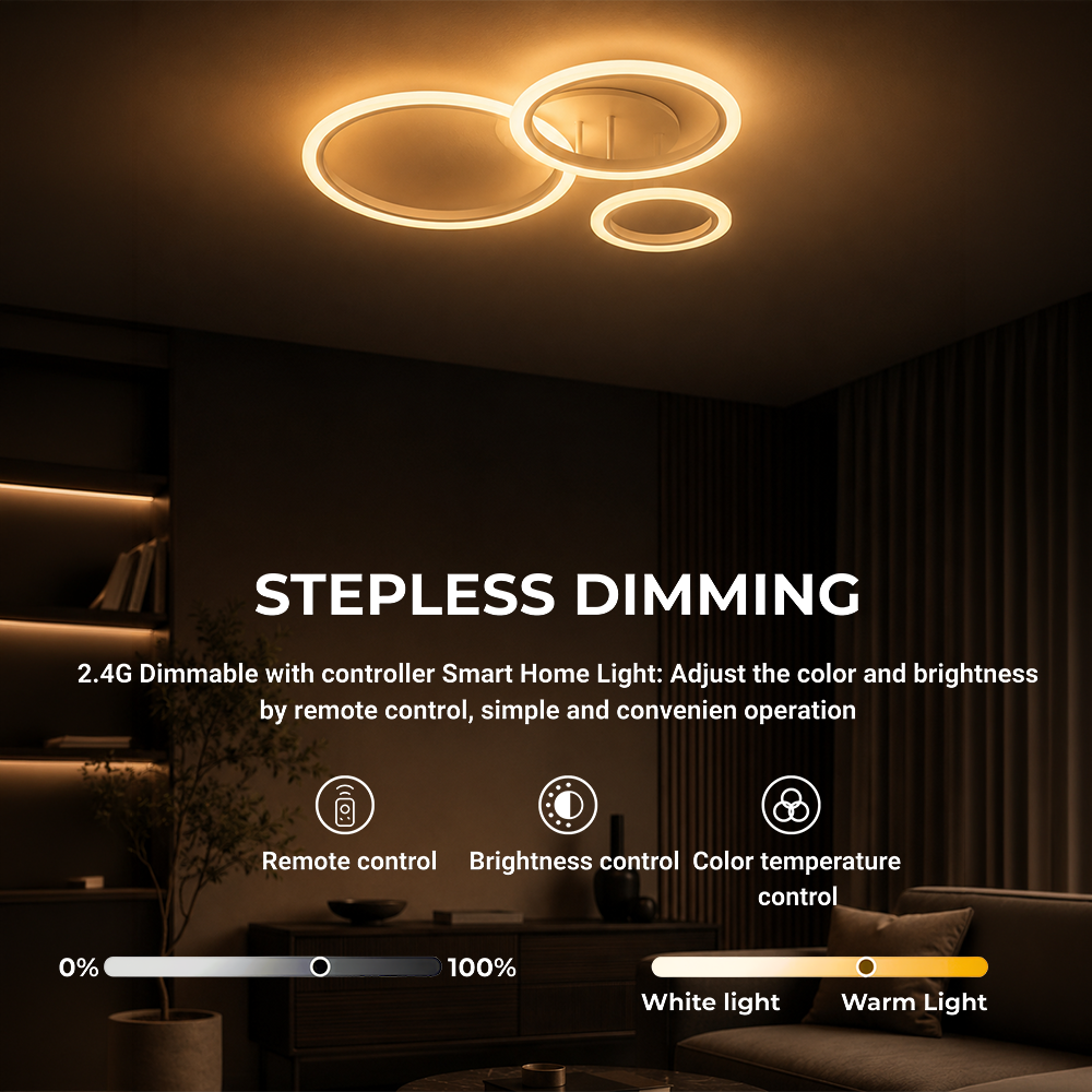 Lampadario LED con Telecomando BETTY 40W, 3 Cerchi, Luce Fredda/Calda/Neutra, Dimmerabile, Bianco, Metallo e Acrilico Lampadari LED con Telecomando Titolo predefinito Alessandro Design