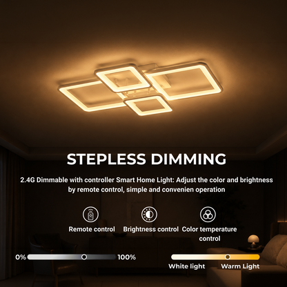 Lampadario a LED con telecomando ELLA 67W, 4 Quadrati, Luce Fredda/Calda/Neutra, Dimmerabile, Lampadario a LED Bianco con telecomando Titolo predefinito Alessandro Design
