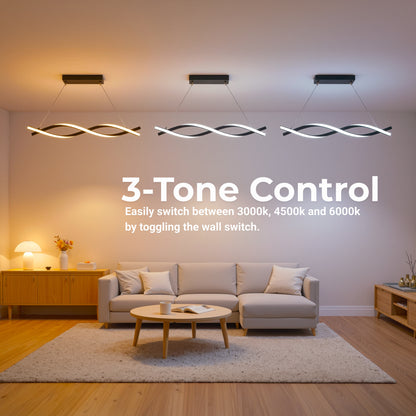 Lampadario LED a Sospensione con Telecomando, FLUX, 27W, 116cm, Luce Fredda/Calda/Neutra 3000K/4000K/6000K, Dimmerabile, Nero, Altezza Regolabile, Metallo e Silicone Lampadari Moderni Titolo predefinito Alessandro Design