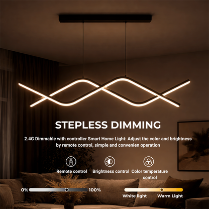 Lampadario LED a Sospensione con Telecomando ZIGZAG 27W, Luce Fredda/Calda/Neutra, Dimmerabile, Nero, Lampadari LED con Telecomando Titolo predefinito Alessandro Design