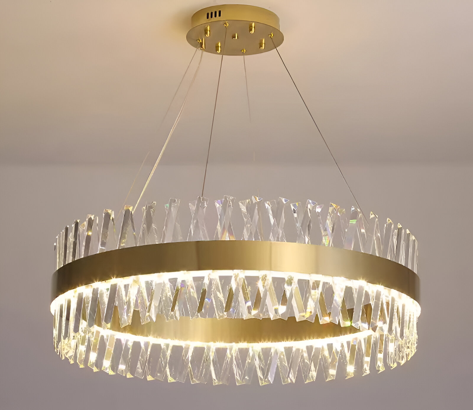 CASERTA Magno Lampadario LED con Telecomando, 68W, Dimmerabile, 3000K/4000K/6000K, Diametro 60cm, Lampadari in Cristallo Oro Titolo predefinito Alessandro Design