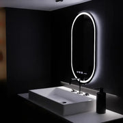 Specchio ovale a LED, 60x80 cm, Eminence MotionGlow Marcello, sistema antiappannamento, orologio e termometro, specchi Marcello dimmerabili Titolo predefinito Alessandro Design