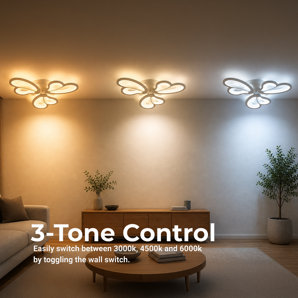 Lampadario a LED con telecomando BLOSSOM 40W, 3 Petali, Luce Fredda/Calda/Neutra, Dimmerabile, Lampadario a LED Bianco con telecomando Titolo predefinito Alessandro Design