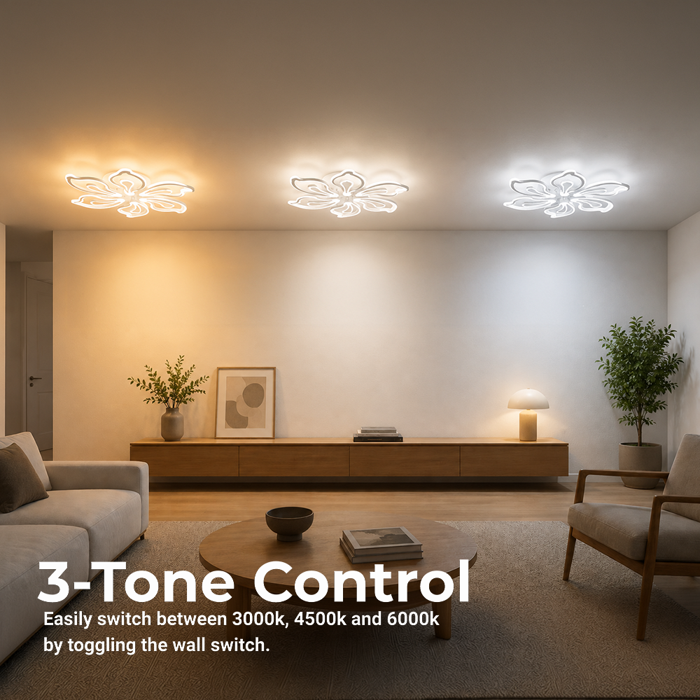 Lampadario a LED con telecomando GLORIOSA 95W, 5 Petali, Luce Fredda/Calda/Neutra, Dimmerabile, Lampadario a LED Bianco con telecomando Titolo predefinito Alessandro Design
