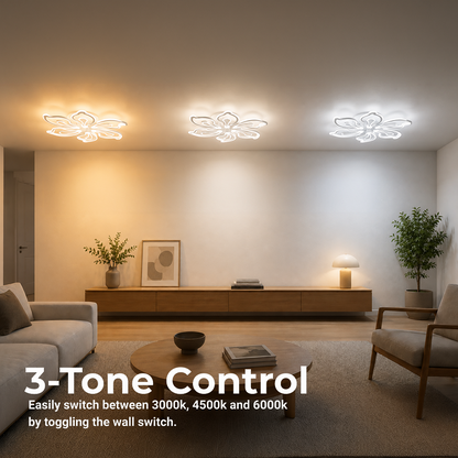 Lampadario a LED con telecomando GLORIOSA 95W, 5 Petali, Luce Fredda/Calda/Neutra, Dimmerabile, Lampadario a LED Bianco con telecomando Titolo predefinito Alessandro Design