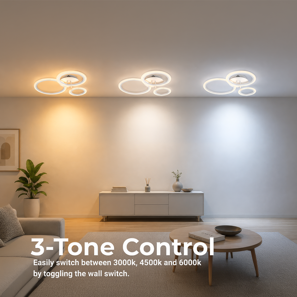 Lampadario LED con Telecomando BETTY 40W, 3 Cerchi, Luce Fredda/Calda/Neutra, Dimmerabile, Bianco, Metallo e Acrilico Lampadari LED con Telecomando Titolo predefinito Alessandro Design