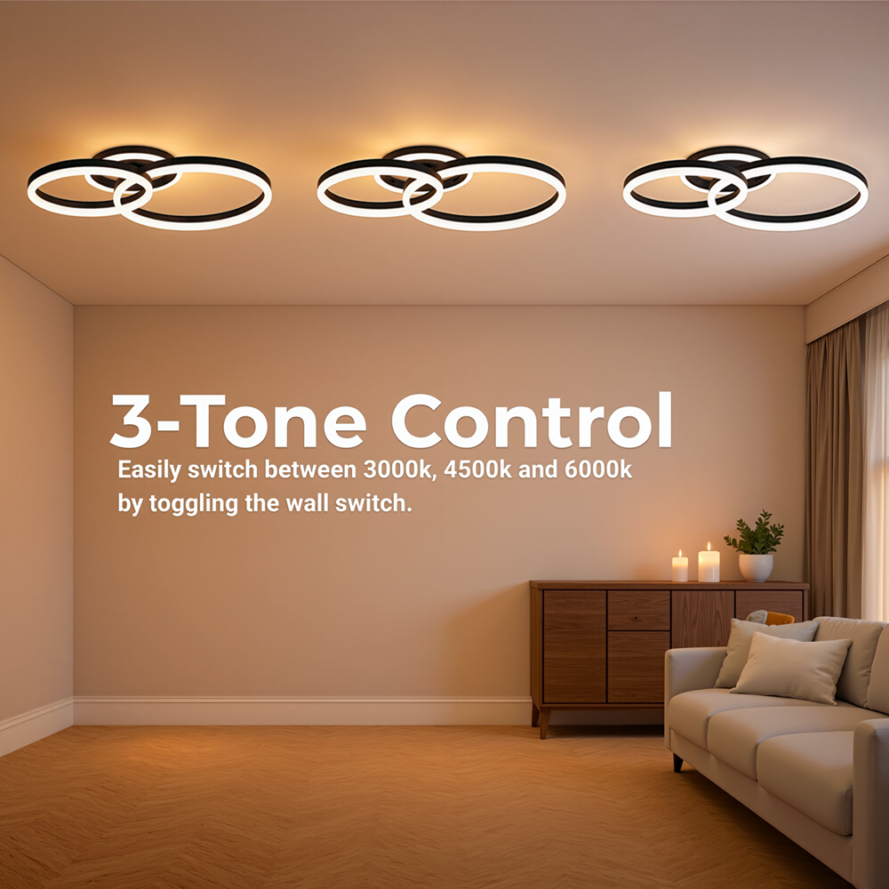 Lampadario LED con telecomando RINOVA 66W, 2 Cerchi, Luce Fredda/Calda/Neutra, Dimmerabile, Nero Lampadari LED con Telecomando Titolo predefinito Alessandro Design