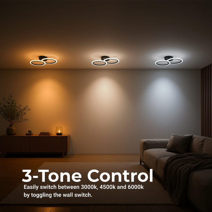 Lampadario LED con telecomando BETTY 27W, 2 Cerchi, Luce Fredda/Calda/Neutra, Dimmerabile, Nero Lampadari LED con Telecomando Titolo predefinito Alessandro Design