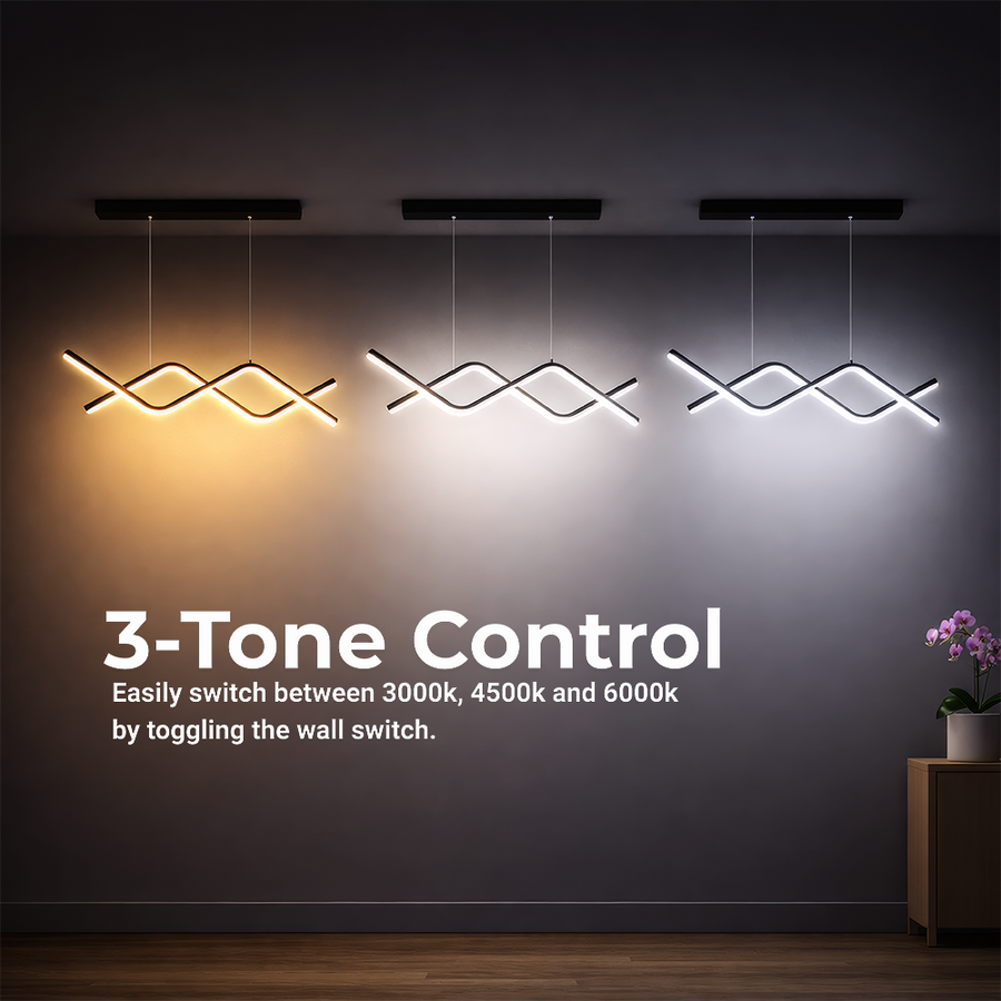 Lampadario LED a Sospensione con Telecomando ZIGZAG 27W, Luce Fredda/Calda/Neutra, Dimmerabile, Nero, Lampadari LED con Telecomando Titolo predefinito Alessandro Design