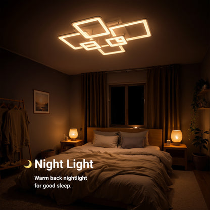 Lampadario a LED con telecomando ELLA 119W, 6 Quadrati, Luce Fredda/Calda/Neutra, Dimmerabile, Lampadario a LED Bianco con telecomando Titolo predefinito Alessandro Design
