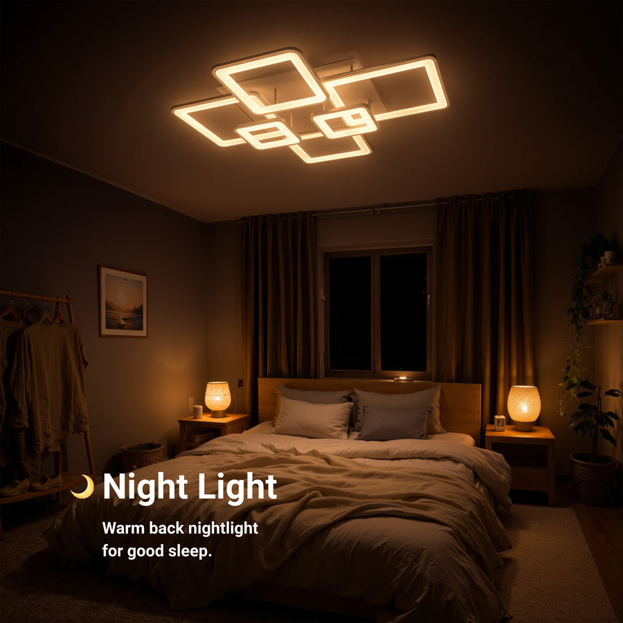 Lampadario a LED con telecomando ELLA 119W, 6 Quadrati, Luce Fredda/Calda/Neutra, Dimmerabile, Lampadario a LED Bianco con telecomando Titolo predefinito Alessandro Design