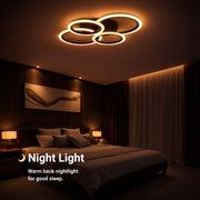 Lampadario LED con Telecomando BETTY 43W, 4 Cerchi, Luce Fredda/Calda/Neutra, Dimmerabile, Lampadari LED Neri con Telecomando Titolo predefinito Alessandro Design