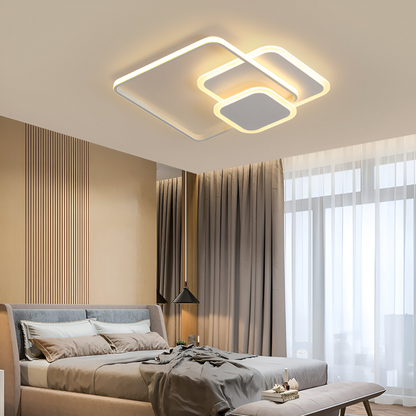 Lampadario a LED con telecomando ANEMONA 75W, 3 Quadrati, Luce Fredda/Calda/Neutra, Dimmerabile, Lampadario a LED Bianco con telecomando Titolo predefinito Alessandro Design