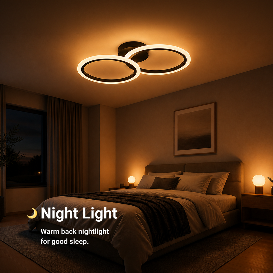 Lampadario LED con telecomando BETTY 27W, 2 Cerchi, Luce Fredda/Calda/Neutra, Dimmerabile, Nero Lampadari LED con Telecomando Titolo predefinito Alessandro Design