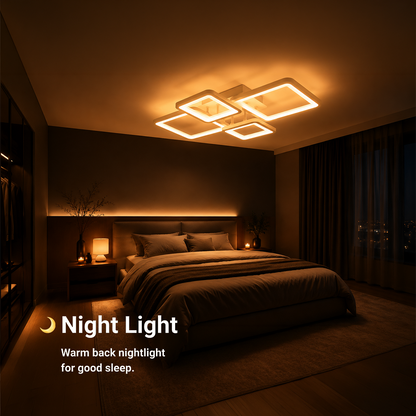 Lampadario a LED con telecomando ELLA 67W, 4 Quadrati, Luce Fredda/Calda/Neutra, Dimmerabile, Lampadario a LED Bianco con telecomando Titolo predefinito Alessandro Design