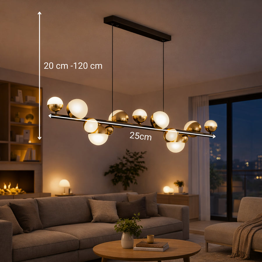 Lampadario a sospensione a LED Aurion 29W in acrilico con telecomando, dimmerabile, lampadari LED in oro nero, metallo e acrilico con telecomando Titolo predefinito Alessandro Design