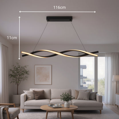 Lampadario LED a Sospensione con Telecomando, FLUX, 27W, 116cm, Luce Fredda/Calda/Neutra 3000K/4000K/6000K, Dimmerabile, Nero, Altezza Regolabile, Metallo e Silicone Lampadari Moderni Titolo predefinito Alessandro Design