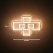 Lampadario a LED con telecomando ELLA 119W, 6 Quadrati, Luce Fredda/Calda/Neutra, Dimmerabile, Lampadario a LED Bianco con telecomando Titolo predefinito Alessandro Design
