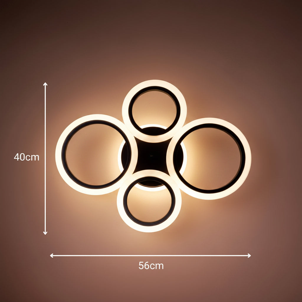Lampadario LED con telecomando BETTY 41W, 4 Cerchi, Luce Fredda/Calda/Neutra/RGB, Dimmerabile, Nero Lampadari LED con Telecomando Titolo predefinito Alessandro Design