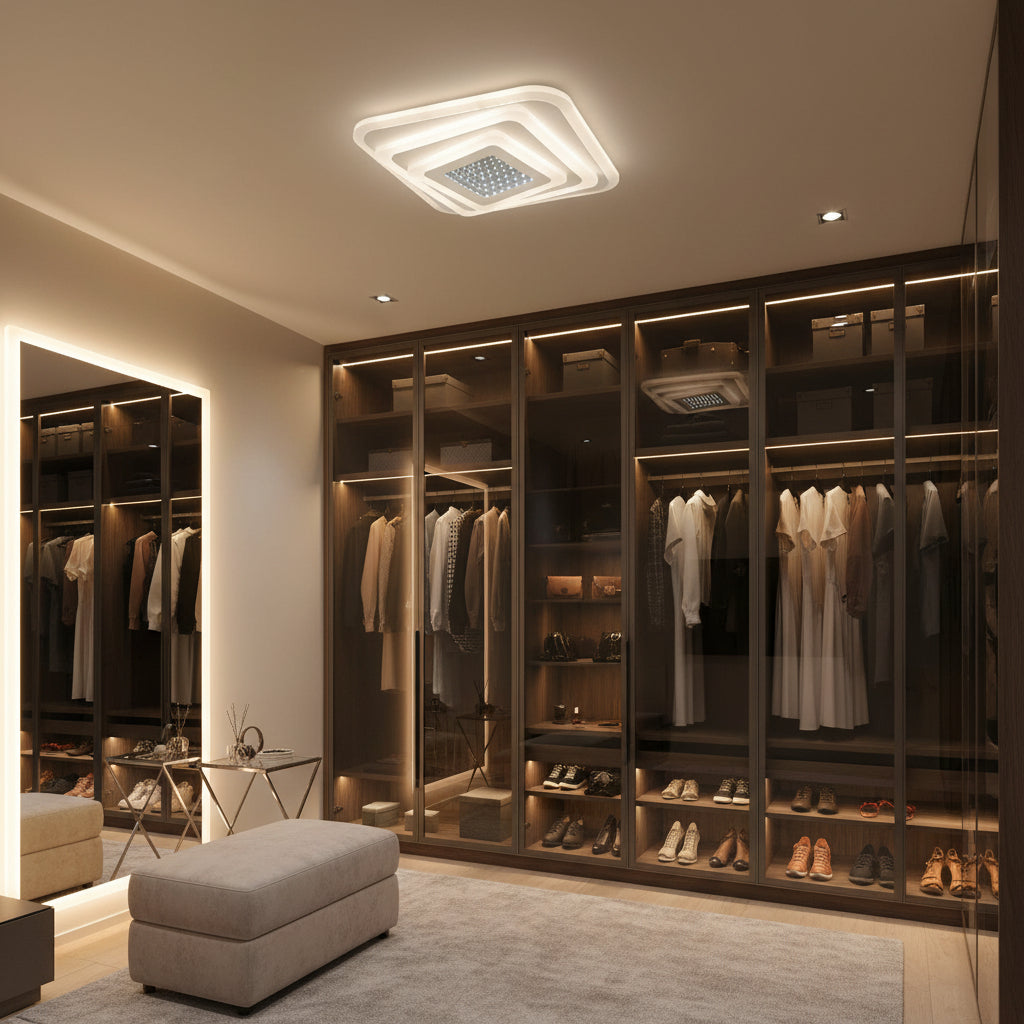 Lampadario LED NEXA 3D 46W, Quadrato, Luce Fredda/Calda/Neutra, Lampadari LED Bianchi Titolo predefinito Alessandro Design