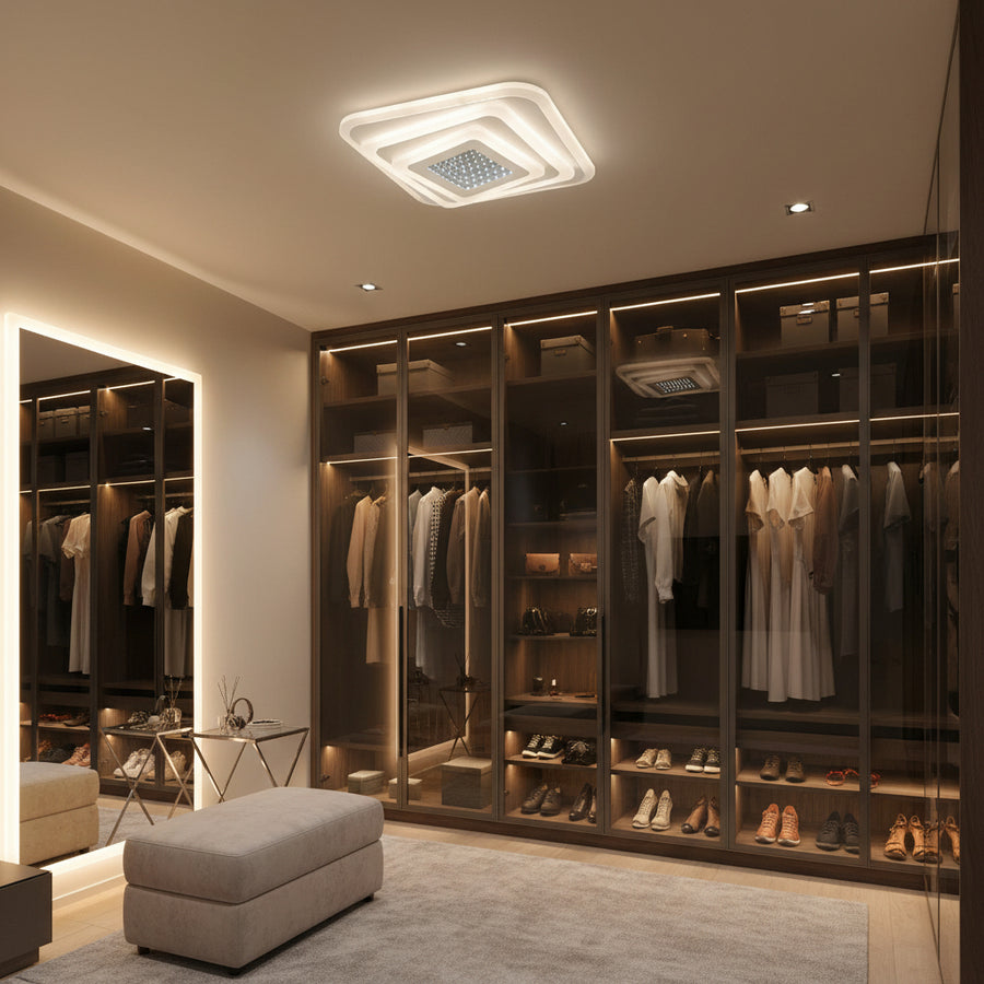 Lampadario LED NEXA 3D 46W, Quadrato, Luce Fredda/Calda/Neutra, Lampadari LED Bianchi Titolo predefinito Alessandro Design