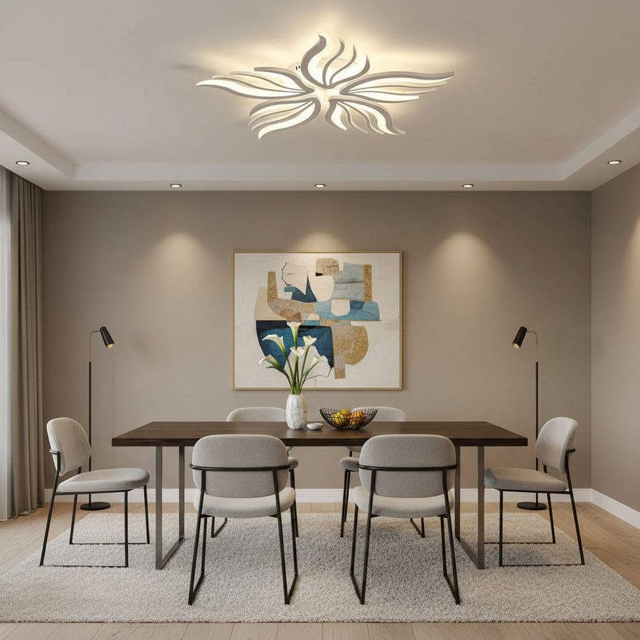 Lampadario a LED con telecomando SAKURA 62W, 5 Petali, Luce Fredda/Calda/Neutra, Dimmerabile, Lampadario a LED con telecomando Bianco Titolo predefinito Alessandro Design