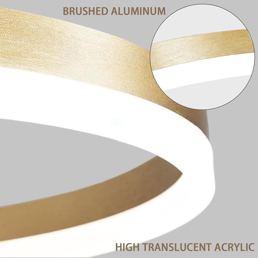 Lampadario LED a Sospensione, ANINA, 34W, 1 Cerchio, Diametro 50cm, Luce Fredda/Calda/Neutra 3000K/4000K/6000K, Dimmerabile, Bianco Oro Lucido, Altezza Regolabile, Lampadari LED in Metallo e Acrilico con Telecomando Titolo predefinito Alessandro Design