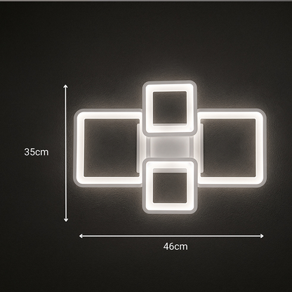 Lampadario a LED con telecomando ELLA 67W, 4 Quadrati, Luce Fredda/Calda/Neutra, Dimmerabile, Lampadario a LED Bianco con telecomando Titolo predefinito Alessandro Design