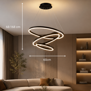Lampadario LED a Sospensione con Telecomando CASIANA 85W, 3 Cerchi, Luce Fredda/Calda/Neutra, Dimmerabile, Nero, Lampadari LED con Telecomando Titolo Default Alessandro Design