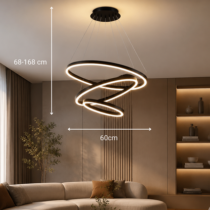 Lampadario LED a Sospensione con Telecomando CASIANA 85W, 3 Cerchi, Luce Fredda/Calda/Neutra, Dimmerabile, Nero, Lampadari LED con Telecomando Titolo Default Alessandro Design