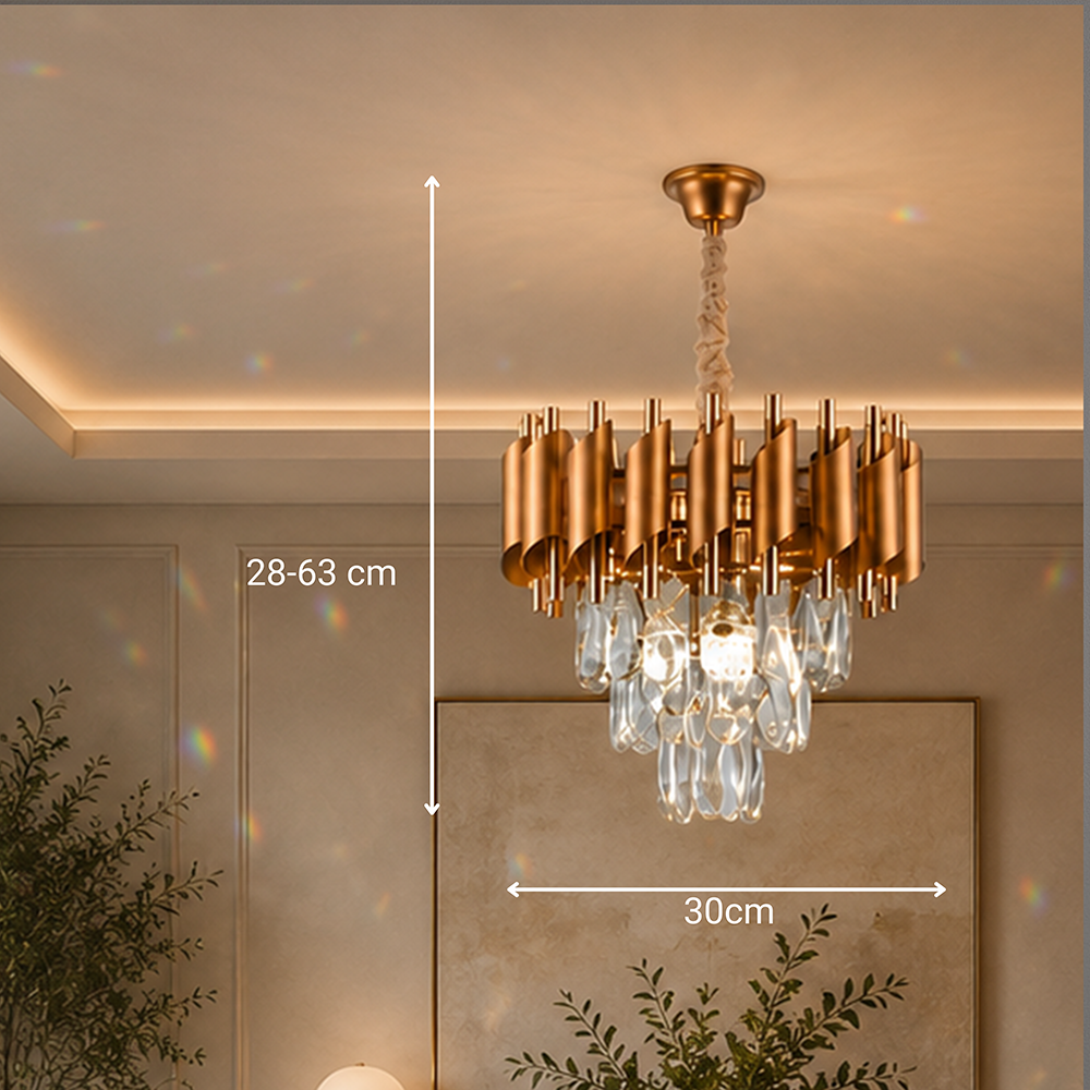 Lampadario in cristallo VERSAILLES Petito 3xE14, diametro 30 cm, oro, altezza regolabile, metallo e cristallo Lampadari in cristallo Titolo predefinito Alessandro Design