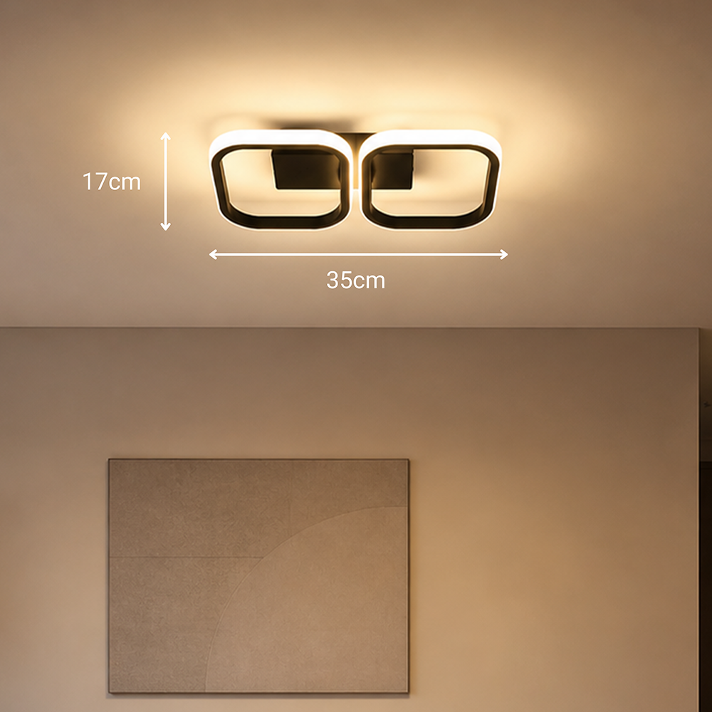 Lampadario LED VERTEX 21W, 2 Quadrati, Lineare, Luce Fredda/Calda/Neutra, Nero Lampadari LED Titolo predefinito Alessandro Design