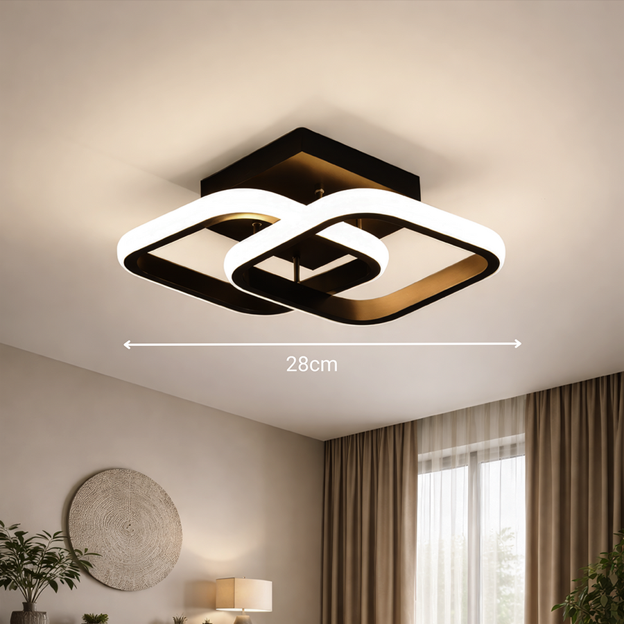 Lustra LED VERTEX Matrix Romburi Suprapuse, Rame Metalice, 24W, 2 Romburi, Lumina Rece/Calda/Neutra 3000K/4000K/6000K, Negru, Metal si Silicon Lustra LED Default Title Alessandro Design