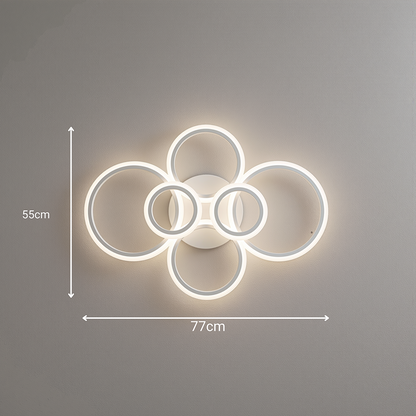 Lampadario a LED con telecomando BETTY 82W, 6 Cerchi, Luce Fredda/Calda/Neutra, Dimmerabile, Lampadario a LED Bianco con telecomando Titolo predefinito Alessandro Design