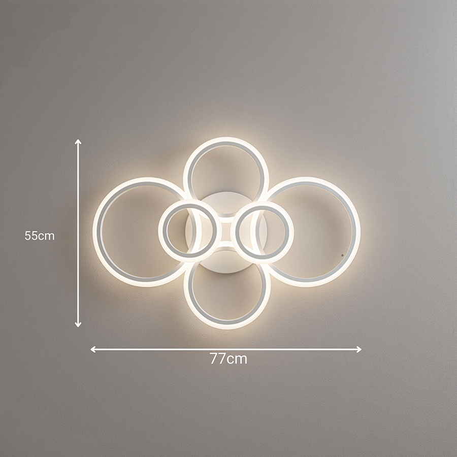Lampadario a LED con telecomando BETTY 82W, 6 Cerchi, Luce Fredda/Calda/Neutra, Dimmerabile, Lampadario a LED Bianco con telecomando Titolo predefinito Alessandro Design