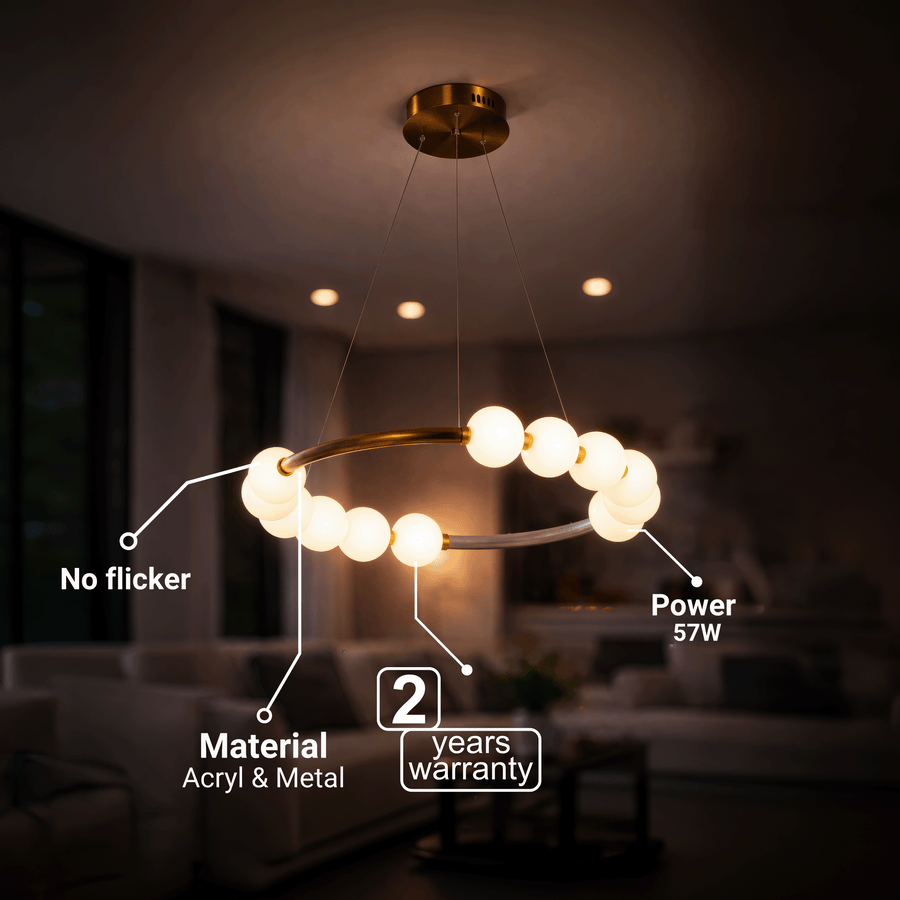 Lampada a Sospensione LED in Acrilico Nova 57W con Telecomando, Dimmerabile, 3000K/4000K/6000K, Lampadari LED in Oro, Metallo e Acrilico con Telecomando Titolo predefinito Alessandro Design