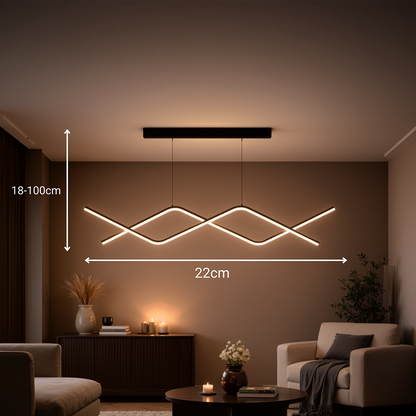 Lampadario LED a Sospensione con Telecomando ZIGZAG 27W, Luce Fredda/Calda/Neutra, Dimmerabile, Nero, Lampadari LED con Telecomando Titolo predefinito Alessandro Design