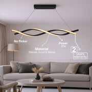 Lampadario LED a Sospensione con Telecomando, FLUX, 27W, 116cm, Luce Fredda/Calda/Neutra 3000K/4000K/6000K, Dimmerabile, Nero, Altezza Regolabile, Metallo e Silicone Lampadari Moderni Titolo predefinito Alessandro Design