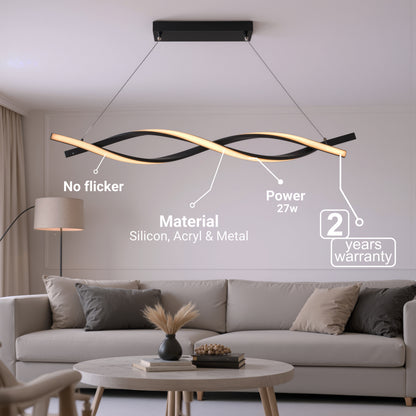 Lampadario LED a Sospensione con Telecomando, FLUX, 27W, 116cm, Luce Fredda/Calda/Neutra 3000K/4000K/6000K, Dimmerabile, Nero, Altezza Regolabile, Metallo e Silicone Lampadari Moderni Titolo predefinito Alessandro Design