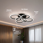 Lampadario LED con Telecomando BETTY 82W, 6 Cerchi, Luce Fredda/Calda/Neutra, Dimmerabile, Lampadari LED Neri con Telecomando Titolo predefinito Alessandro Design