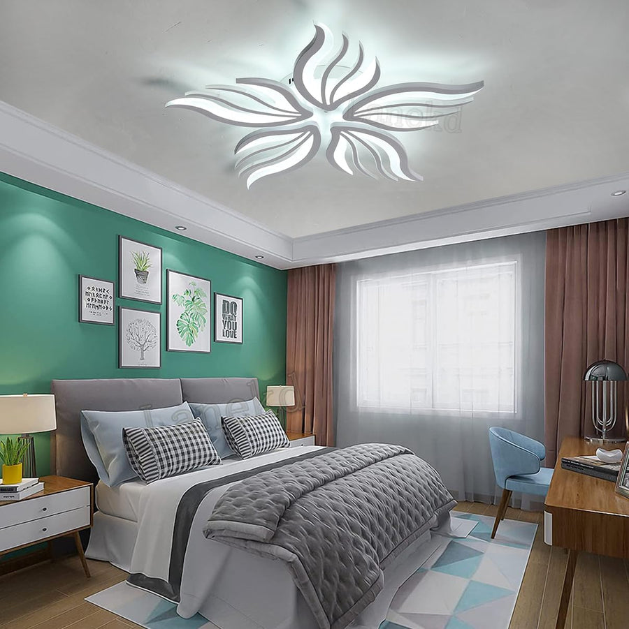 Lampadario a LED con telecomando SAKURA 62W, 5 Petali, Luce Fredda/Calda/Neutra, Dimmerabile, Lampadario a LED con telecomando Bianco Titolo predefinito Alessandro Design