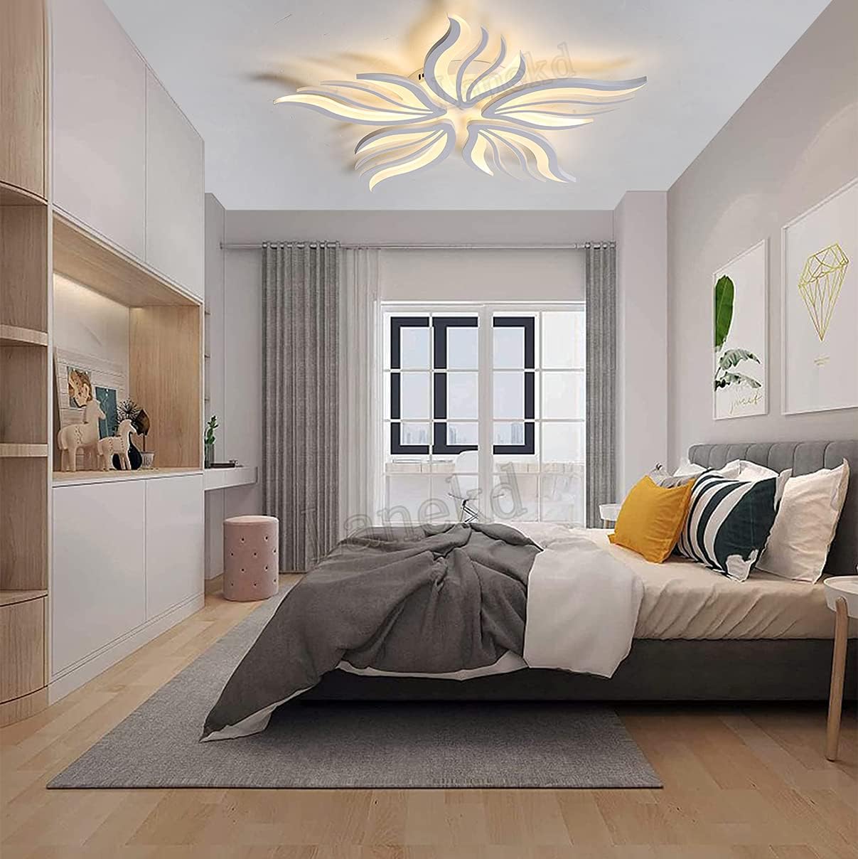 Lampadario a LED con telecomando SAKURA 62W, 5 Petali, Luce Fredda/Calda/Neutra, Dimmerabile, Lampadario a LED con telecomando Bianco Titolo predefinito Alessandro Design