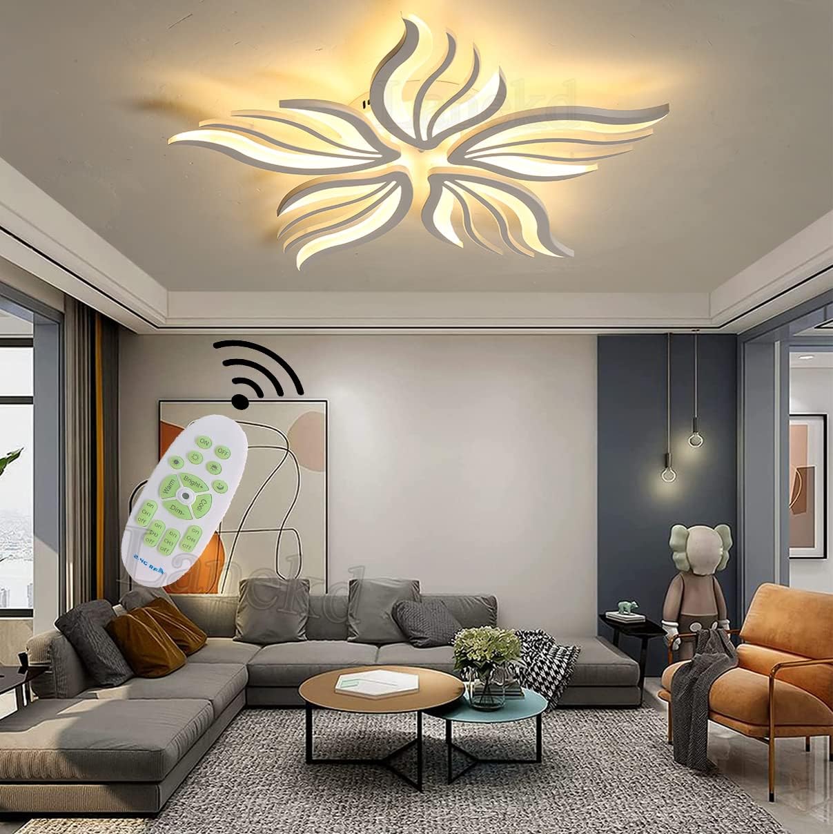 Lampadario a LED con telecomando SAKURA 62W, 5 Petali, Luce Fredda/Calda/Neutra, Dimmerabile, Lampadario a LED con telecomando Bianco Titolo predefinito Alessandro Design