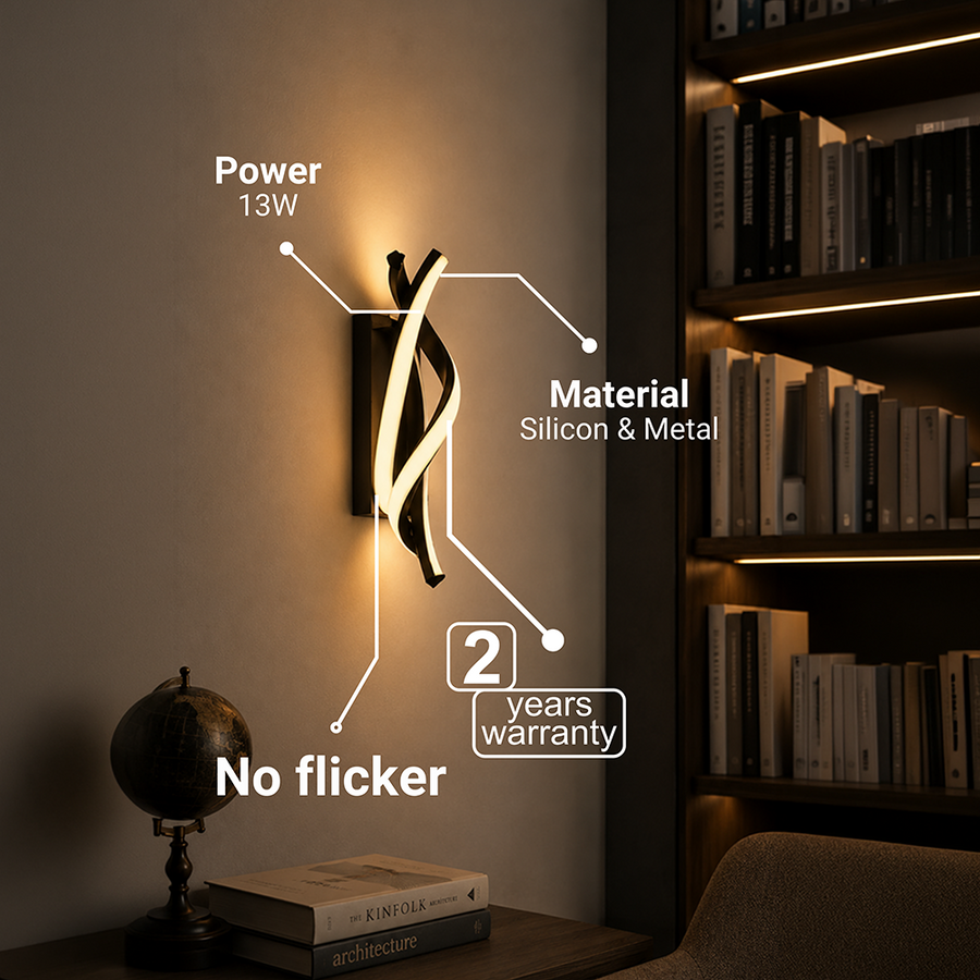 Applique LED Reid 13W, Luce Fredda/Calda/Neutra, Nero Lampade da parete per interni Titolo predefinito Alessandro Design