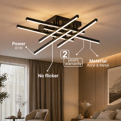 Lustra LED cu Telecomanda LINEX, 81W, 6 Elemente, Liniara, lumina Rece/Calda/Neutra, Dimabila, Negru Lustre LED cu Telecomanda Default Title Alessandro Design