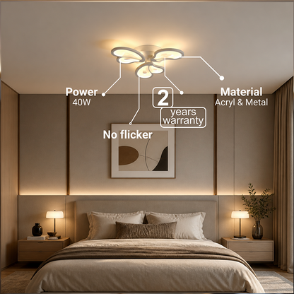 Lampadario a LED con telecomando BLOSSOM 40W, 3 Petali, Luce Fredda/Calda/Neutra, Dimmerabile, Lampadario a LED Bianco con telecomando Titolo predefinito Alessandro Design