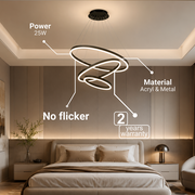Lampadario LED a Sospensione con Telecomando CASIANA 85W, 3 Cerchi, Luce Fredda/Calda/Neutra, Dimmerabile, Nero, Lampadari LED con Telecomando Titolo Default Alessandro Design